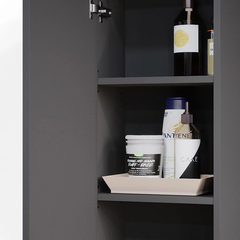 Mobile bagno Gloria, Antracite, 33 x 84 cm con 2 ripiani, con apertura per sifone e compatibile con la serie Gloria