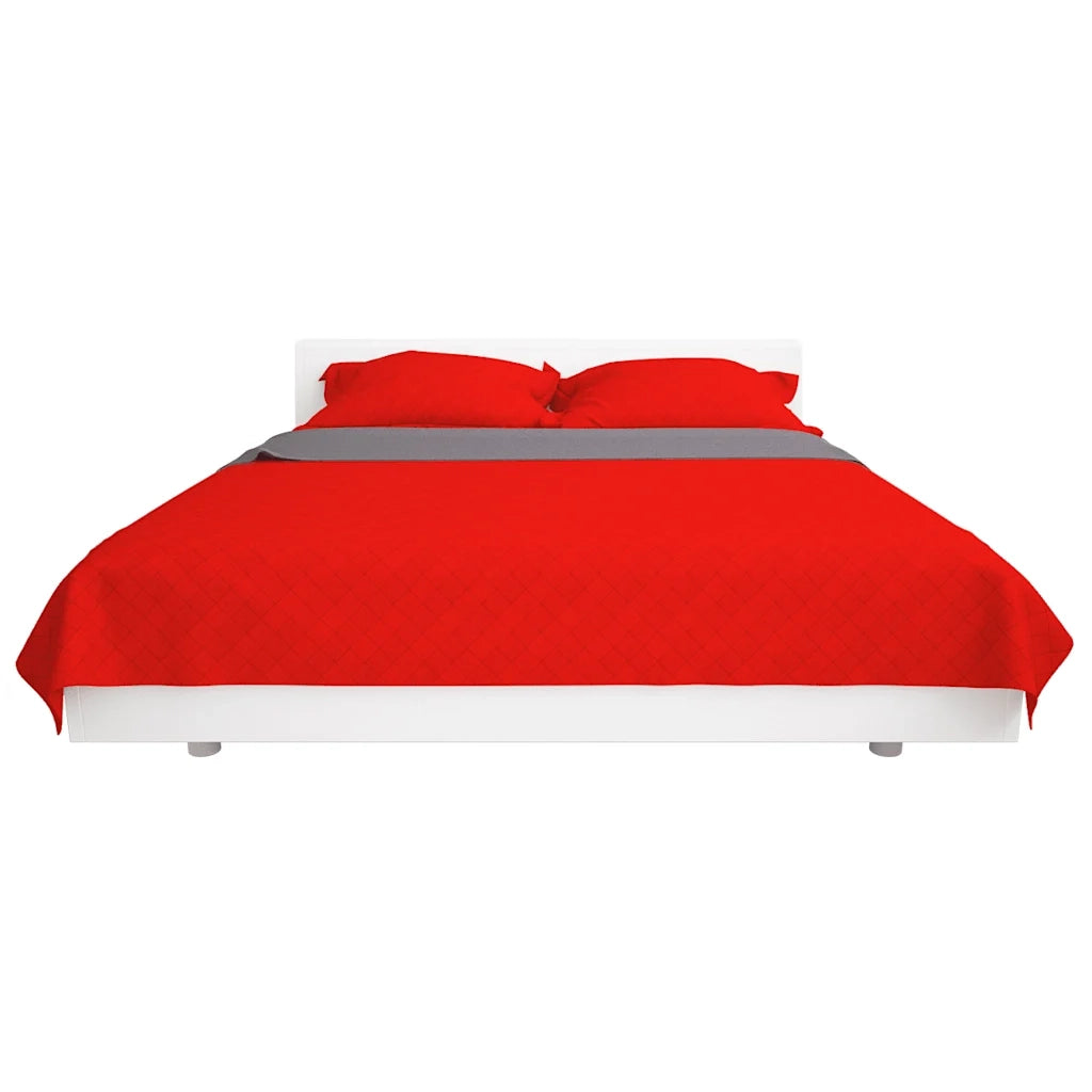 Copriletto Double-Face Trapuntato Rosso e Grigio 220x240 cm CFW8379538