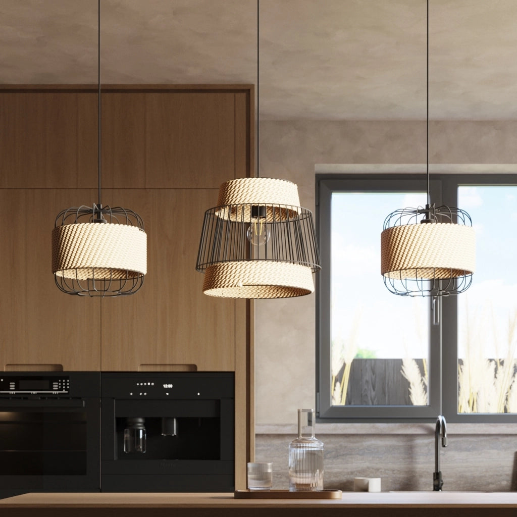 Lampada a sospensione industriale nera E27 Pure Lume
