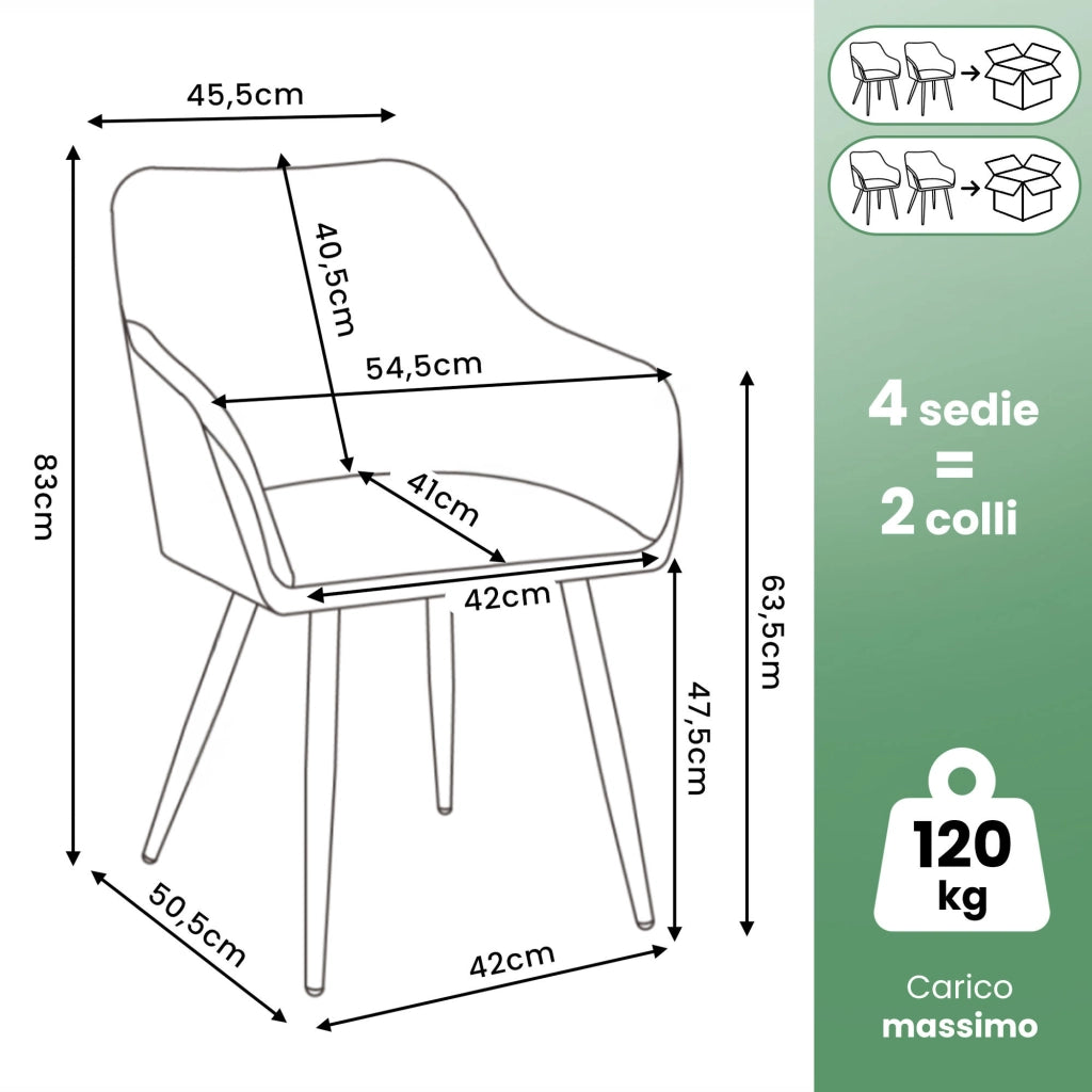 Set di 4 Sedie in velluto liscio ESTELLE Nero gambe oro