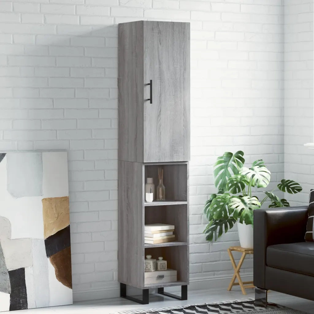 Credenza | Madia | Buffet da pranzo | Armadio da pranzo Grigio Sonoma 34,5x34x180 cm in Legno Multistrato