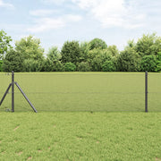 Recinzione in Filo Saldato con 7 Pali Grigio 0,6x10 m Acciaio
