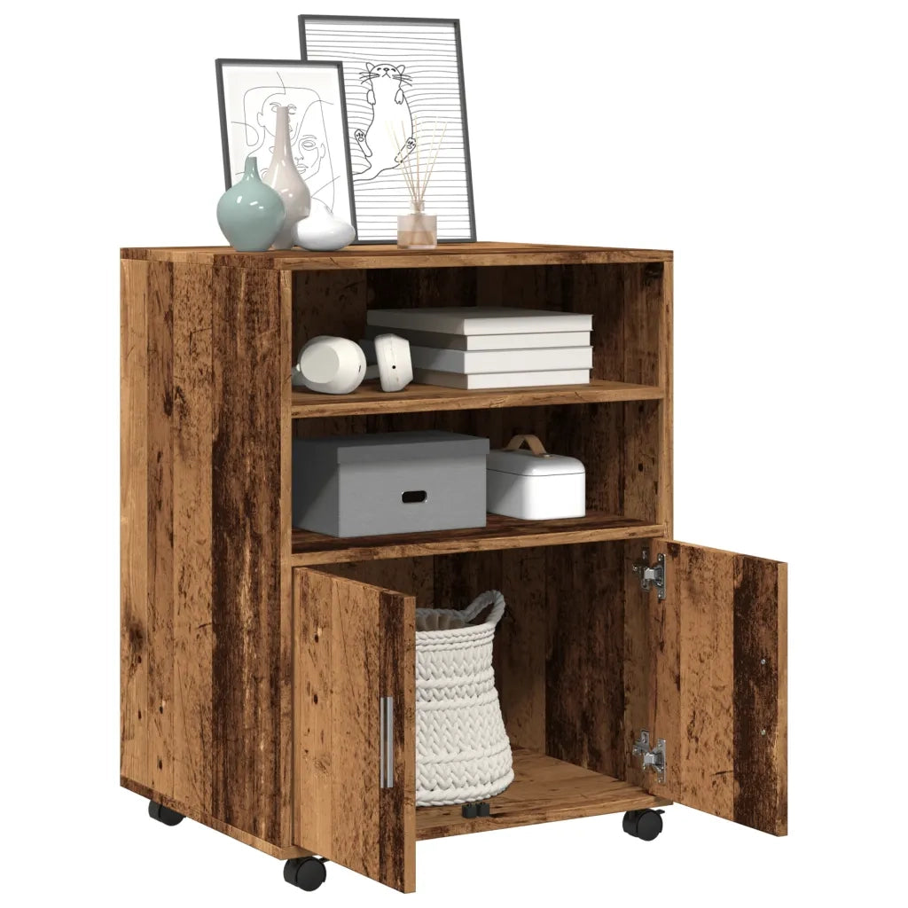 Mobiletto con Ruote Legno Antico 60x48x81 cm in Truciolato CFW7355363