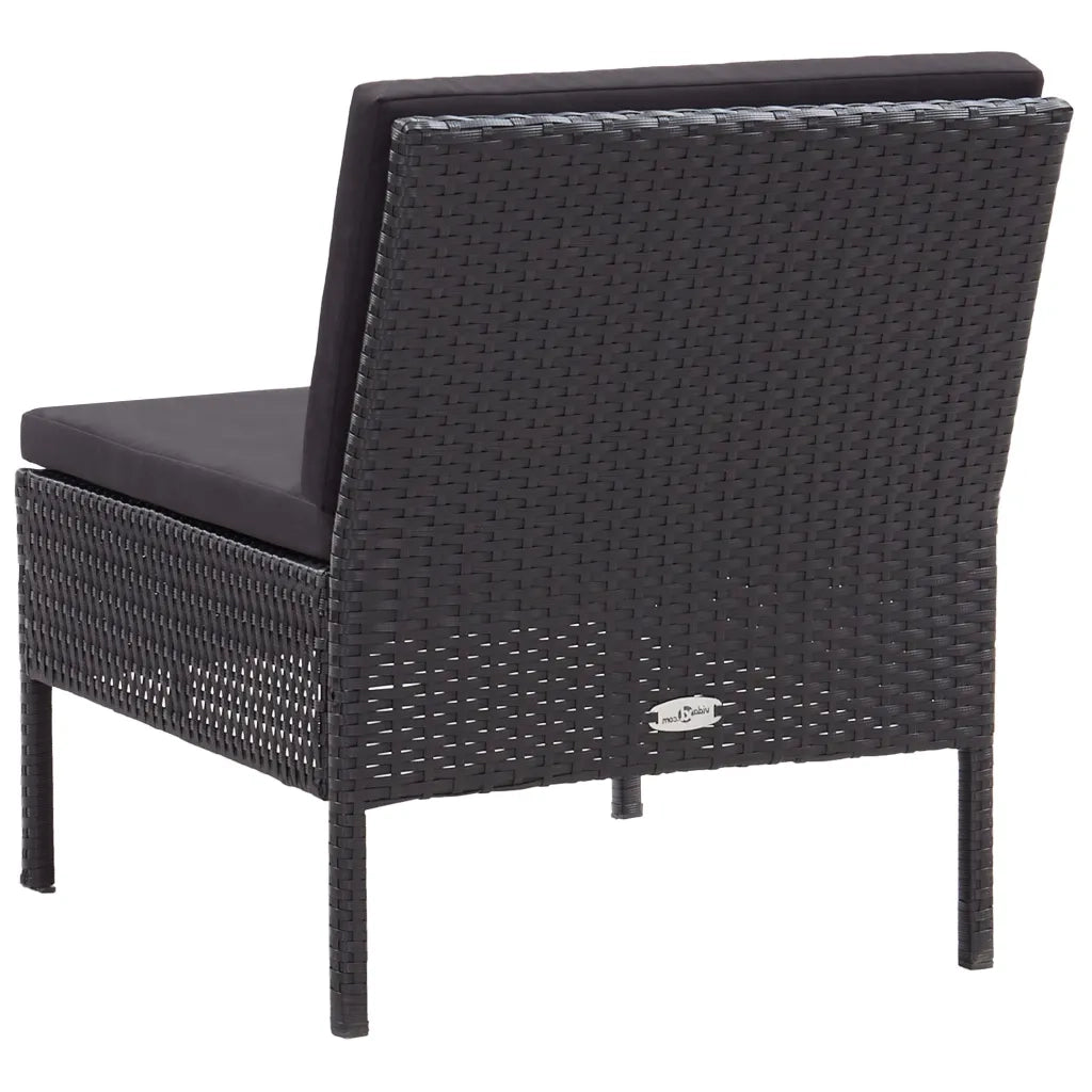 Set Divani da Giardino 6 pz con Cuscini in Polyrattan Nero cod mxl 40879