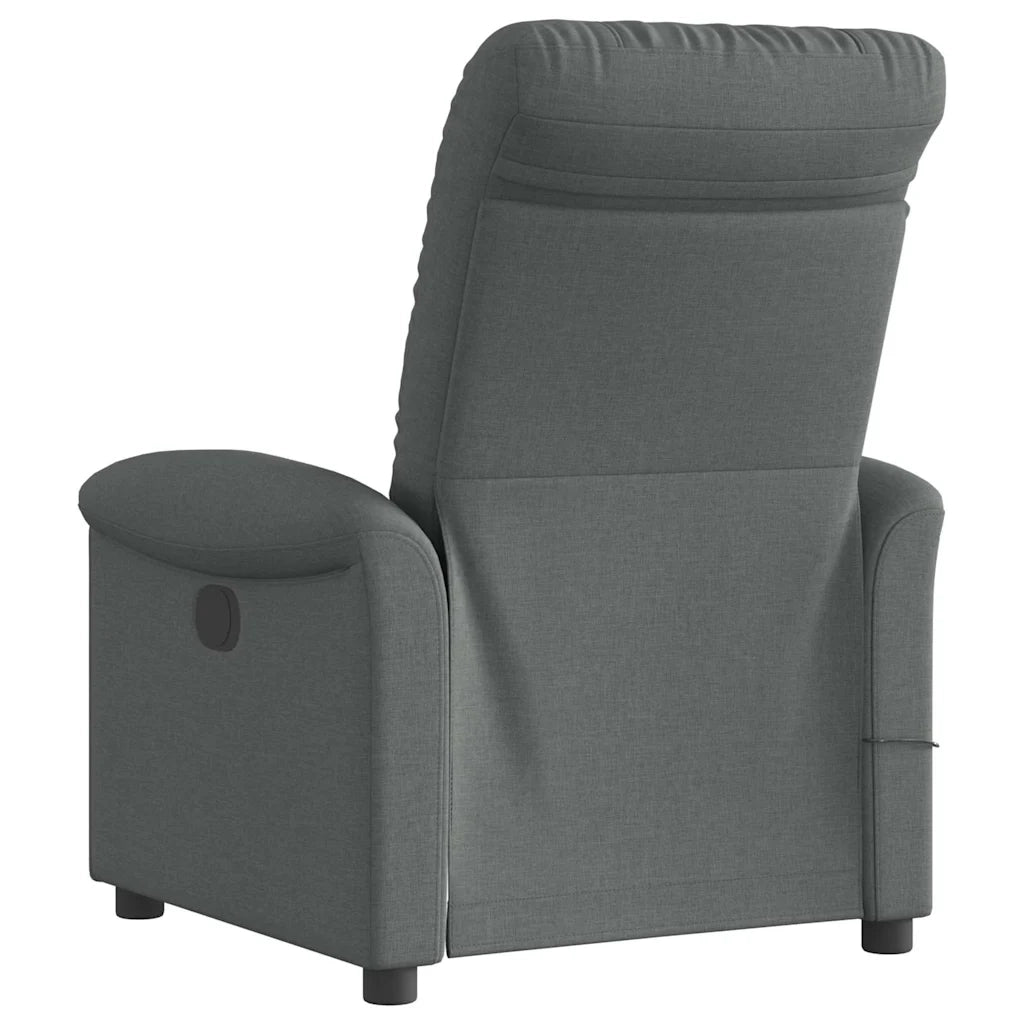 Divano Sedia-Poltrona Reclinabile Massaggio Elettrica Grigio Scuro Tessuto 108578
