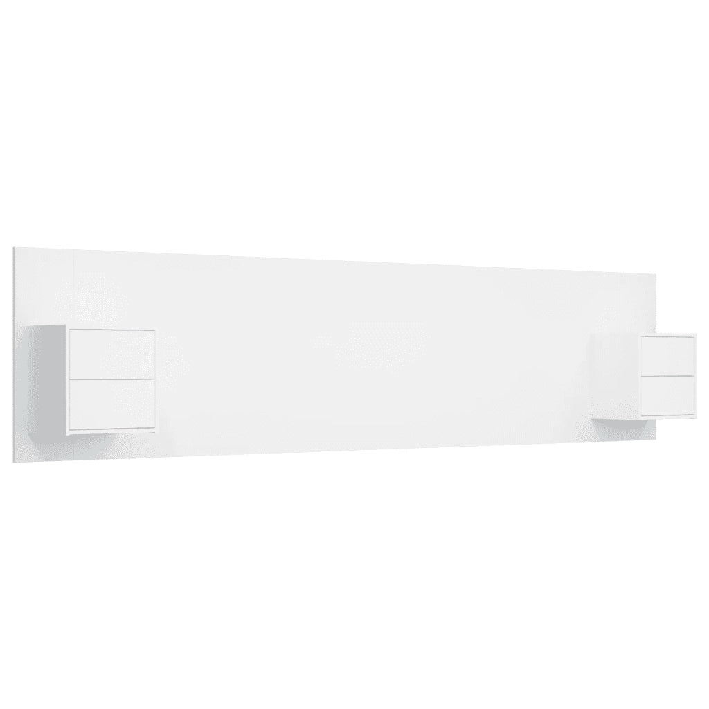 Testiera per Letto con Comodini in Legno Multistrato Bianco