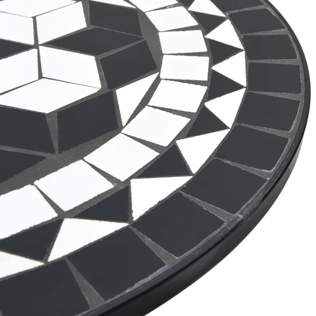 Tavolino da Bistrot con Mosaico Nero e Bianco Ã˜50x70cm Ceramica