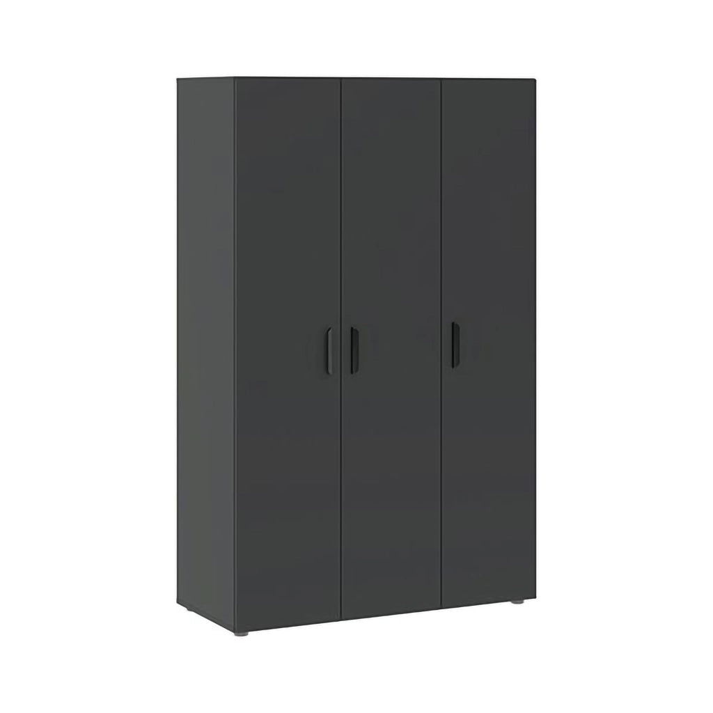 Armadio Camera da Letto Randazzo, Guardaroba 3 Ante Appendiabiti, 111x52 cm Nero Antracite