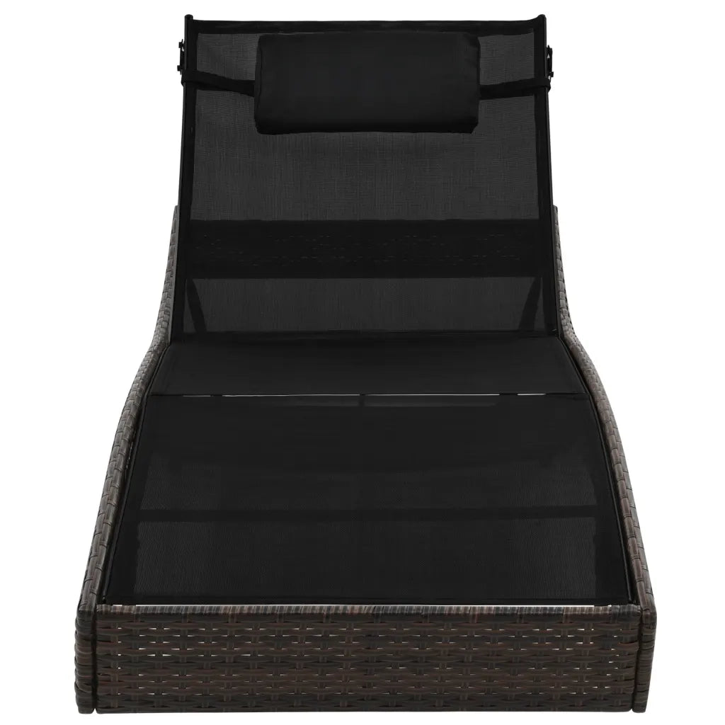 Lettino Prendisole con Cuscino in Polyrattan Marrone 44716