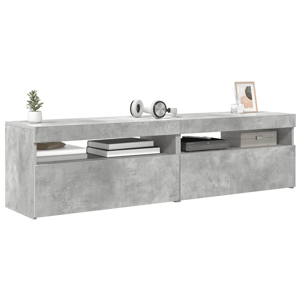 Mobili Porta TV con Luci LED 2 pz Grigio Cemento 75x35x40 cm cod mxl 17029