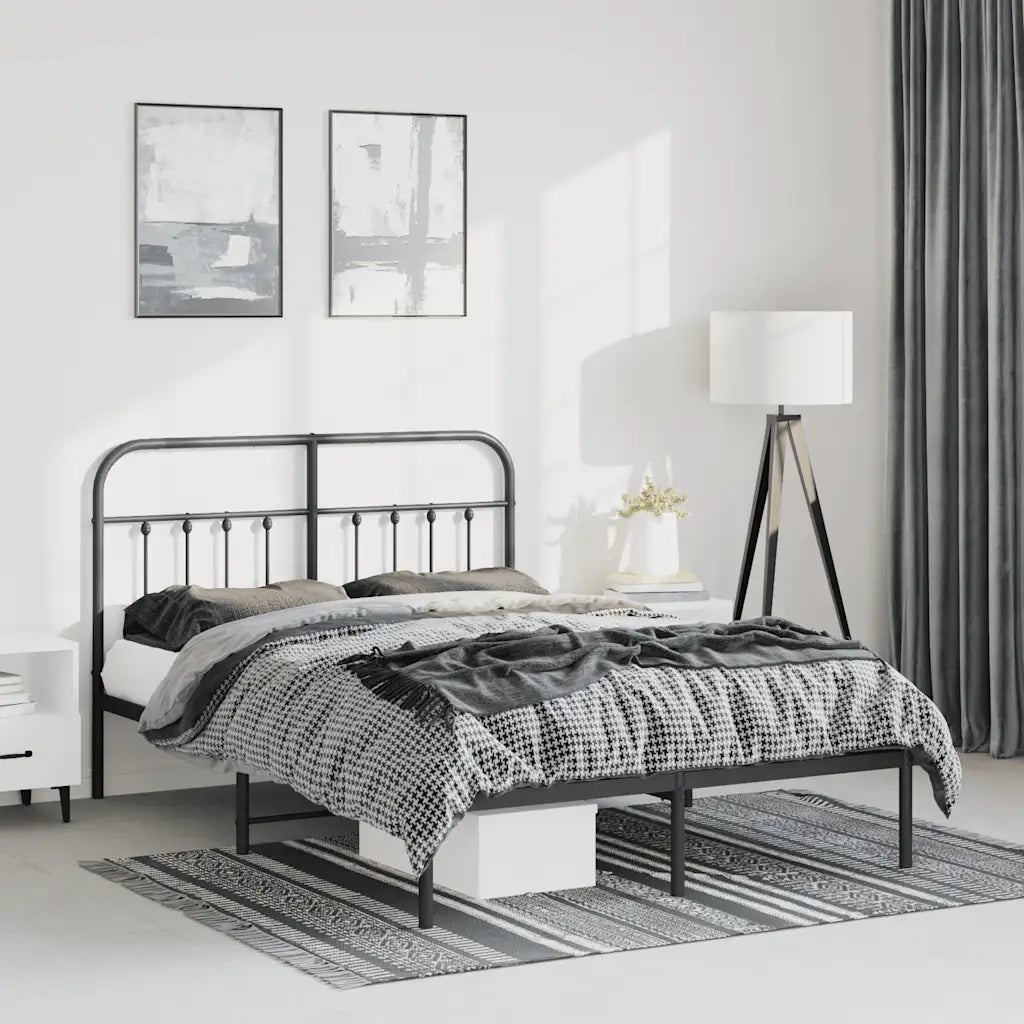 Giroletto con Testiera in Metallo Nero 150x200 cm 352580