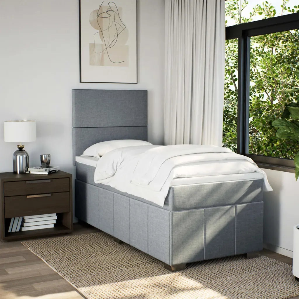 Giroletto a Molle con Materasso Grigio Chiaro 90x190 cm Tessuto
