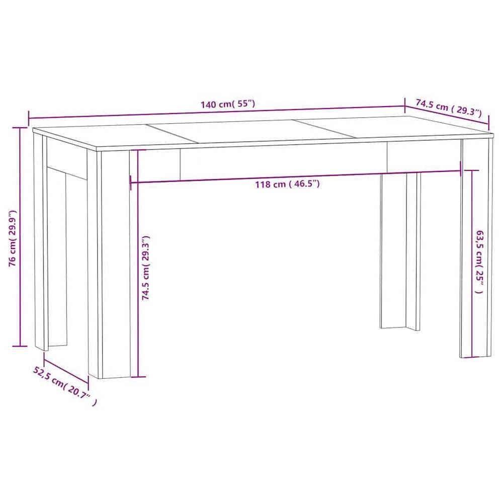 Dining Table, Concrete Grey, 140x74.5x76 Cm, Wood-based Material