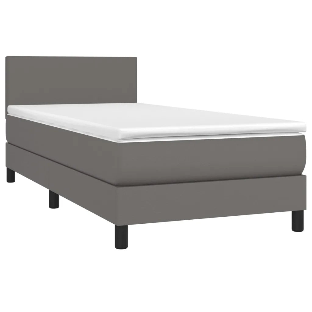 Giroletto a Molle con Materasso-Struttura Letto Grgio 80x200 cm in Similpelle 203612