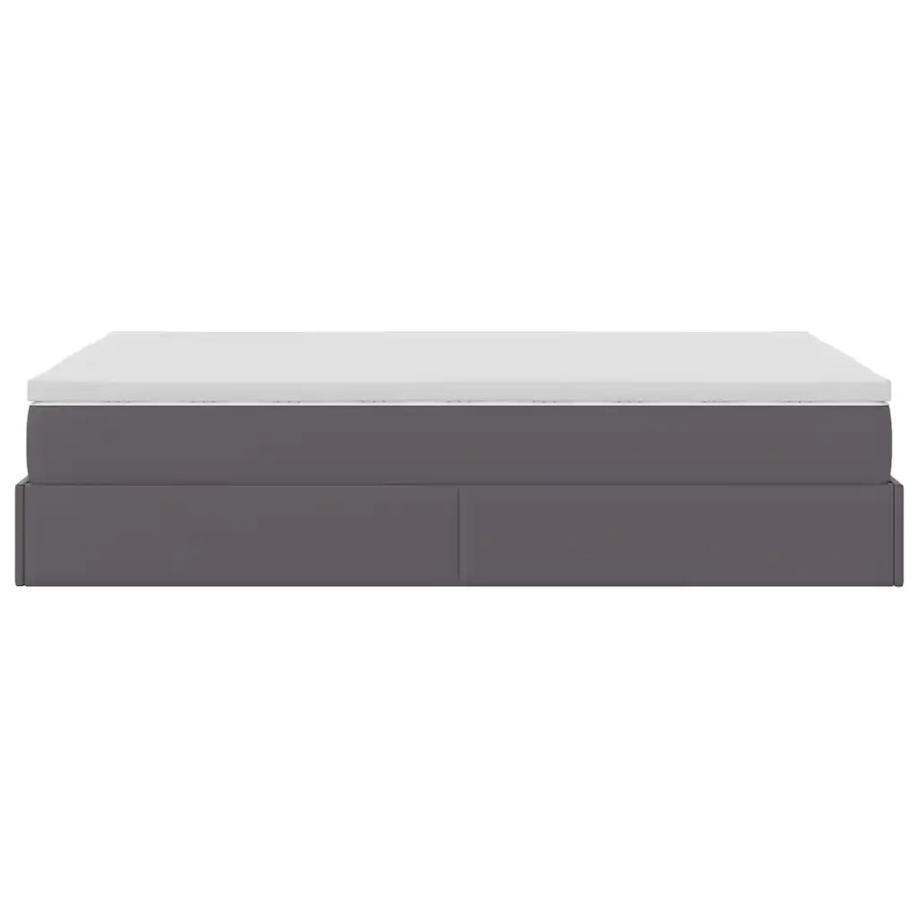 Struttura Letto Pouf con Materasso Grigio 120x190 cm Similpelle 3311029