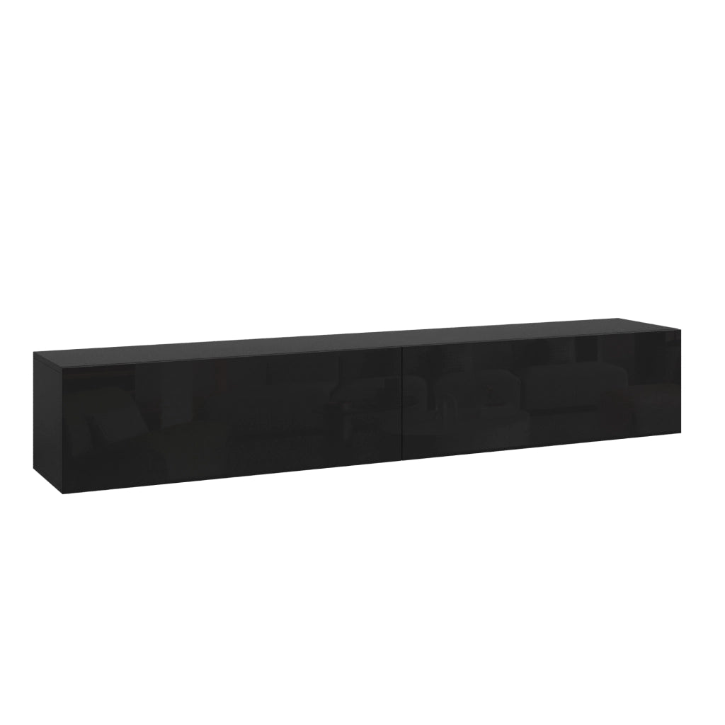 Mobile Pensile Evaton Porta TV da Parete 180 x 32 x 30 cm - Nero Lucido [en.casa]