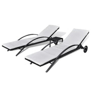 Poltrone lounge con tavolo 199,5 x 65 x 37 cm resina intrecciata nera 02_0011914