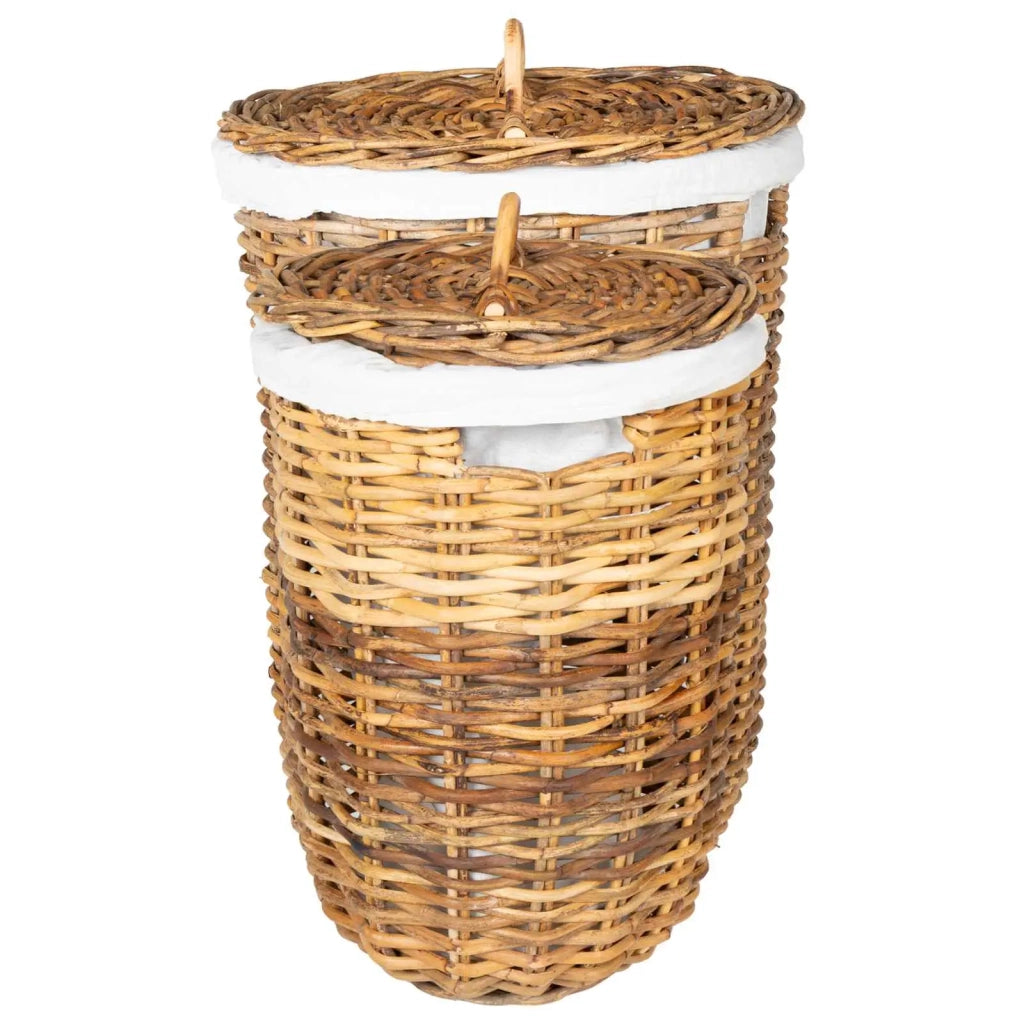 Cesto per Lavanderia 2 pz Marrone Rattan Kubu CFW9645021