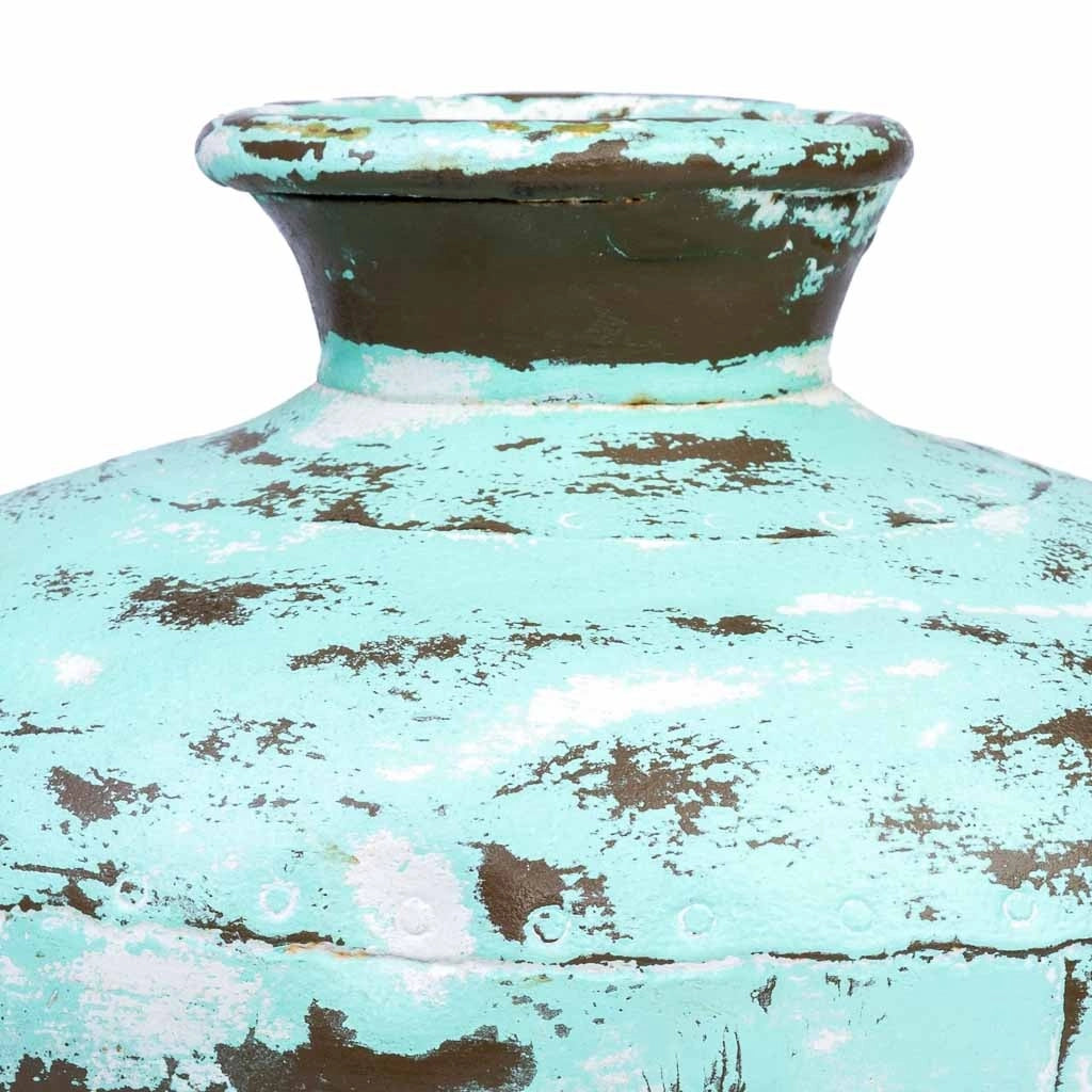 Vaso in metallo invecchiato verde 33x28x33