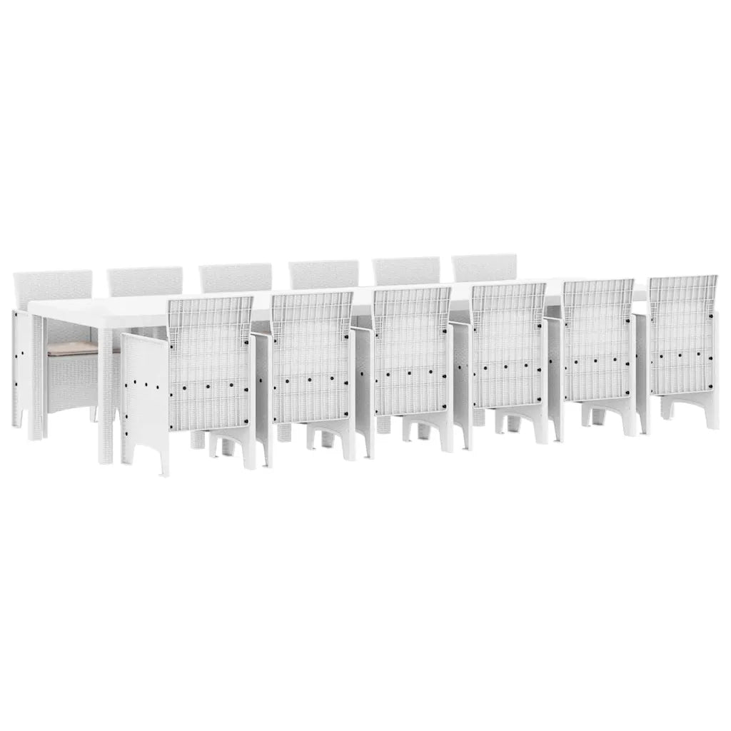 Set da Pranzo per Giardino 13 pcs Bianco Rattan Polt 3378783