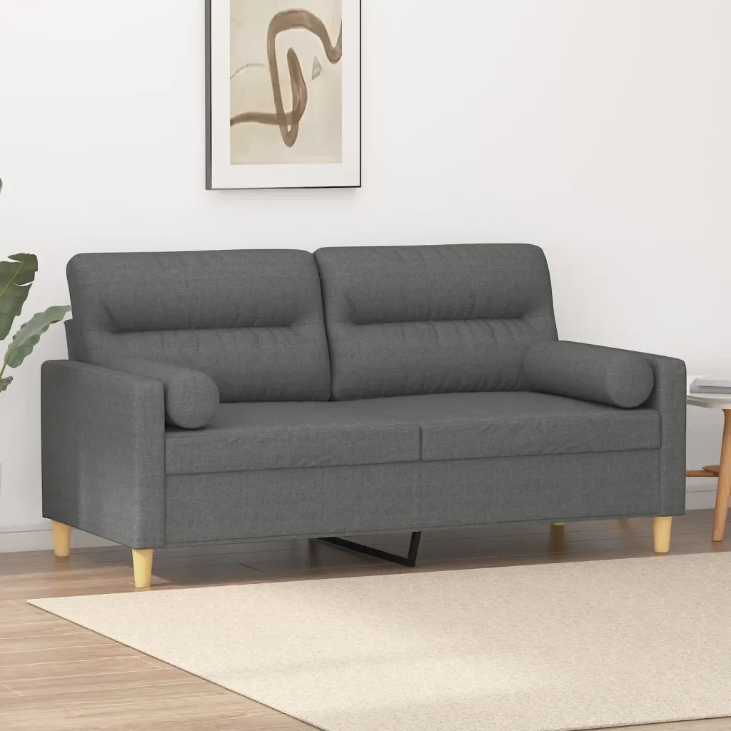 Divano a 2 Posti con Cuscini-Sofa 2 Posti con Cuscini Grigio Scuro 140 cm in Tessuto 833724