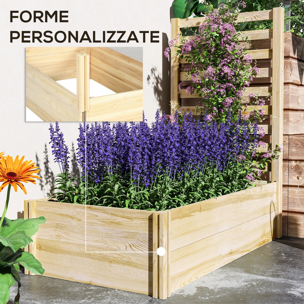 Fioriera con Traliccio per Rampicanti ¨C Minimal ¨C Legno di Abete 115x60x110 cm color Legno