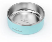 Ciotola per cani e gatti in acciaio inossidabile con incisione, riutilizzabile, BPA-free, isolata, grande, duratura, antiscivolo, impermeabile, per esterni (1250 ml, verde polvere)