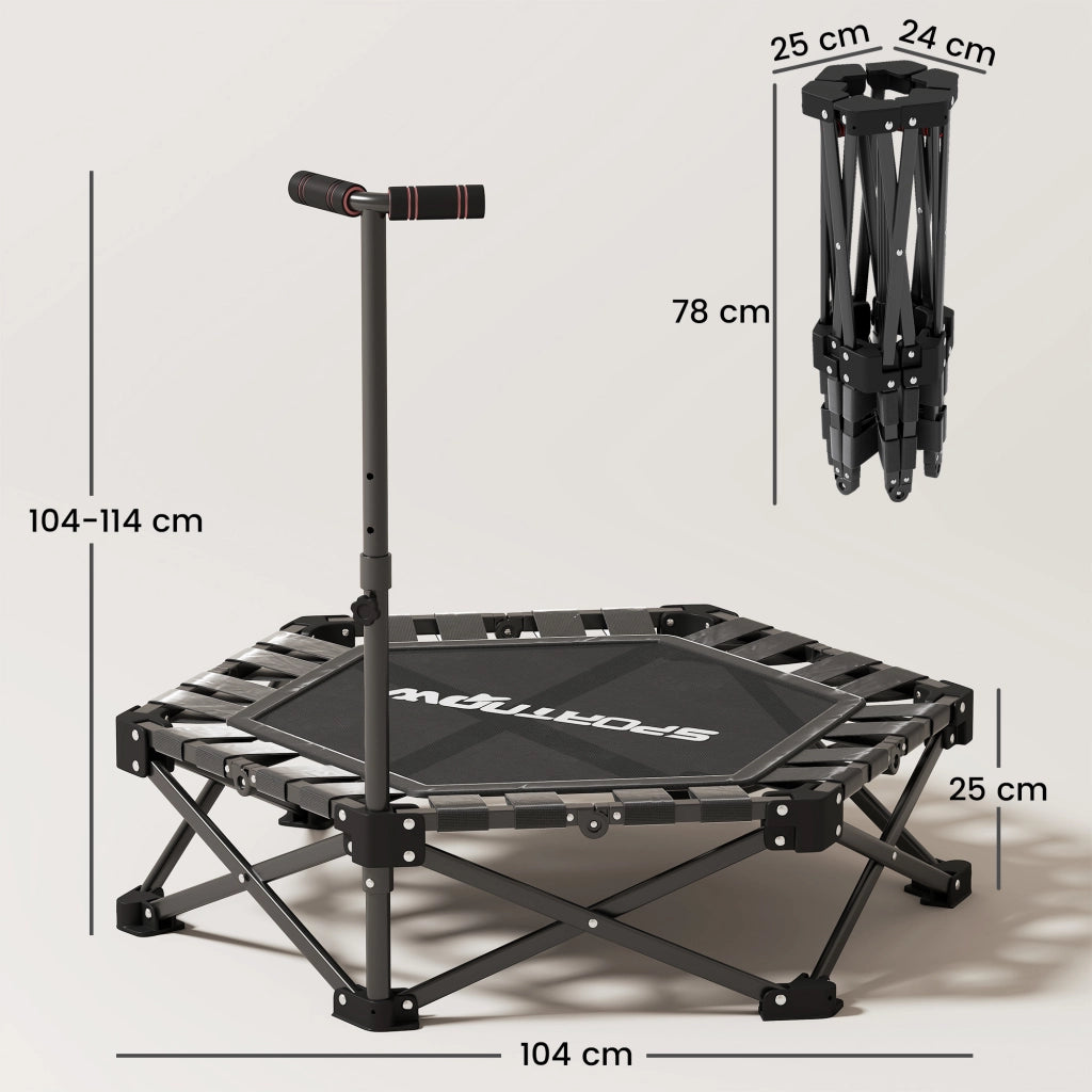 Trampolino Fitness Plegabile 104 cm con Barra Regolabile ¨C zephmum ¨C Grigio/Metallo/104x104x114 cm