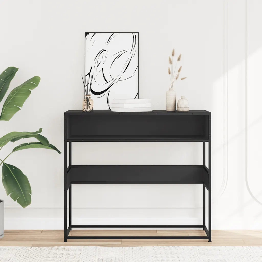 Tavolino Consolle | Tavolo d'Ingresso Nero 90x35x80 cm in Legno Multistrato