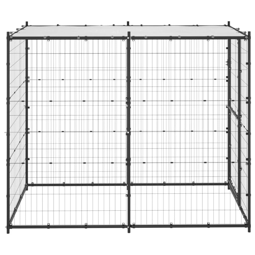 Cuccia per cani da esterno gabbia recinto parco animali recinto per cani in acciaio con tetto 110 x 220 x 180 cm 02_0000377