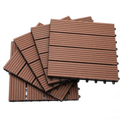 Easycomfort Set 11 Piastrelle per Esterni ad Incastro Antiscivolo in HDPE Riciclato, 30x30x2.2 cm, Marrone