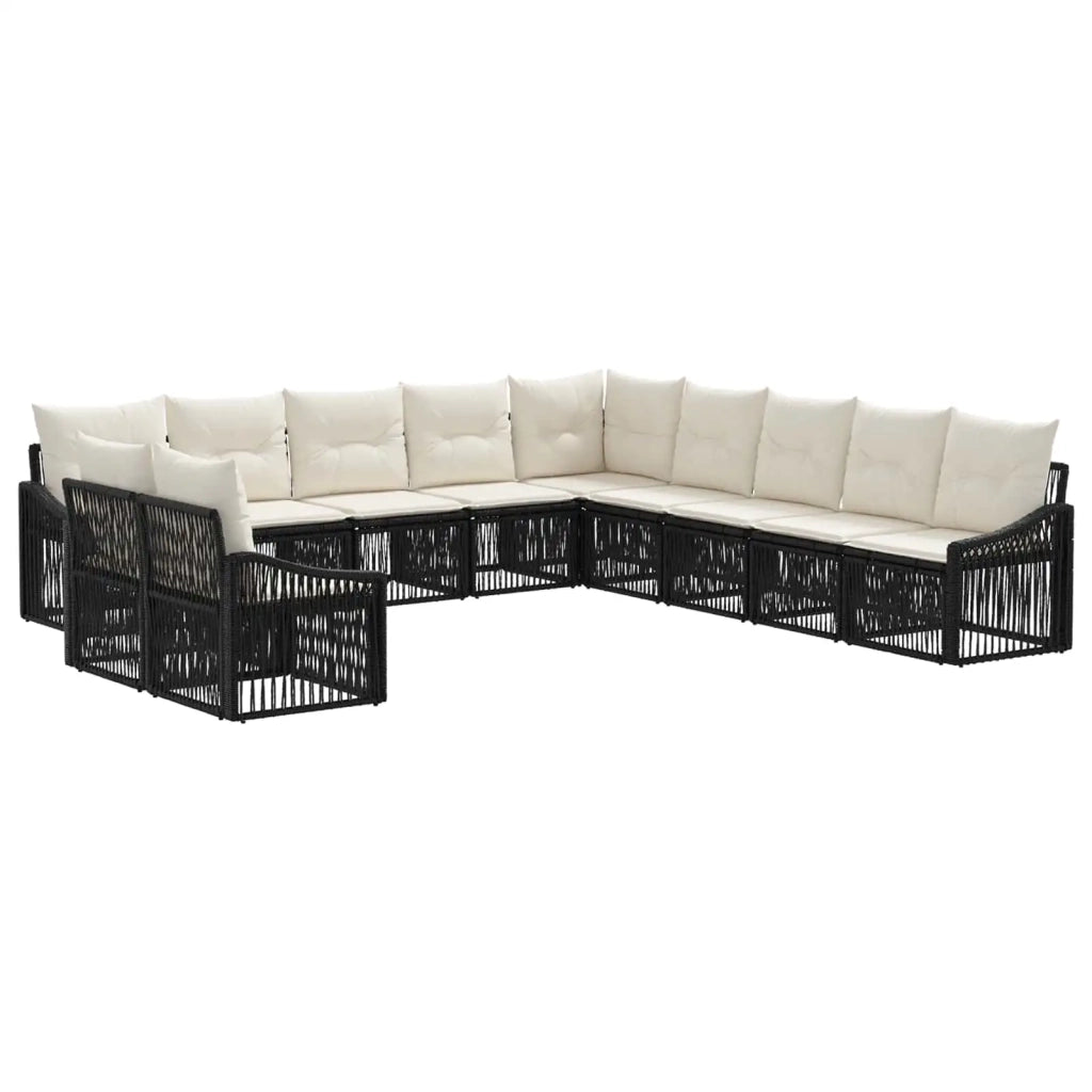 Set Divano da Giardino 11 pcs Nero polyrattan 3436057