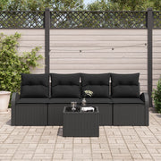 Set di Divani da Giardino  5 Pezzi con Cuscini Nero Polyrattan