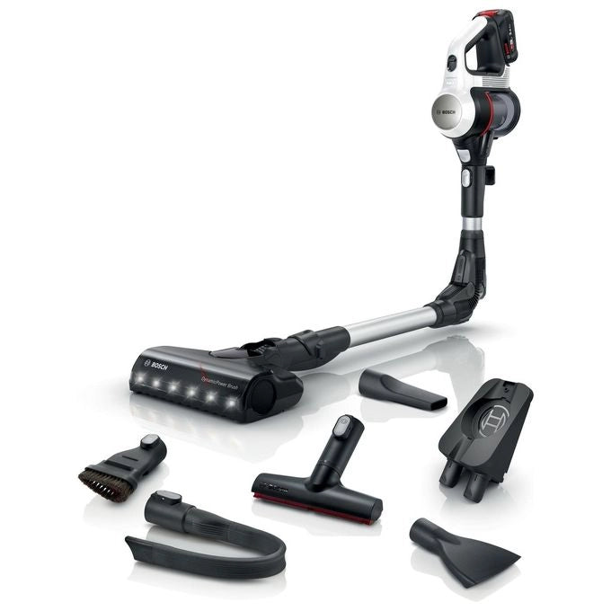Bosch BSS711W scopa elettrica Aspirapolvere a bastone Batteria Secco Senza sacchetto 0,3 L Nero, Argento, Bianco