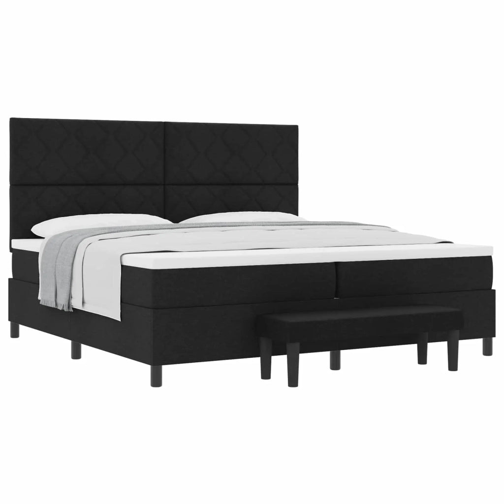 Letto a molle con materasso Nero 200 x 200 cm Tessuto