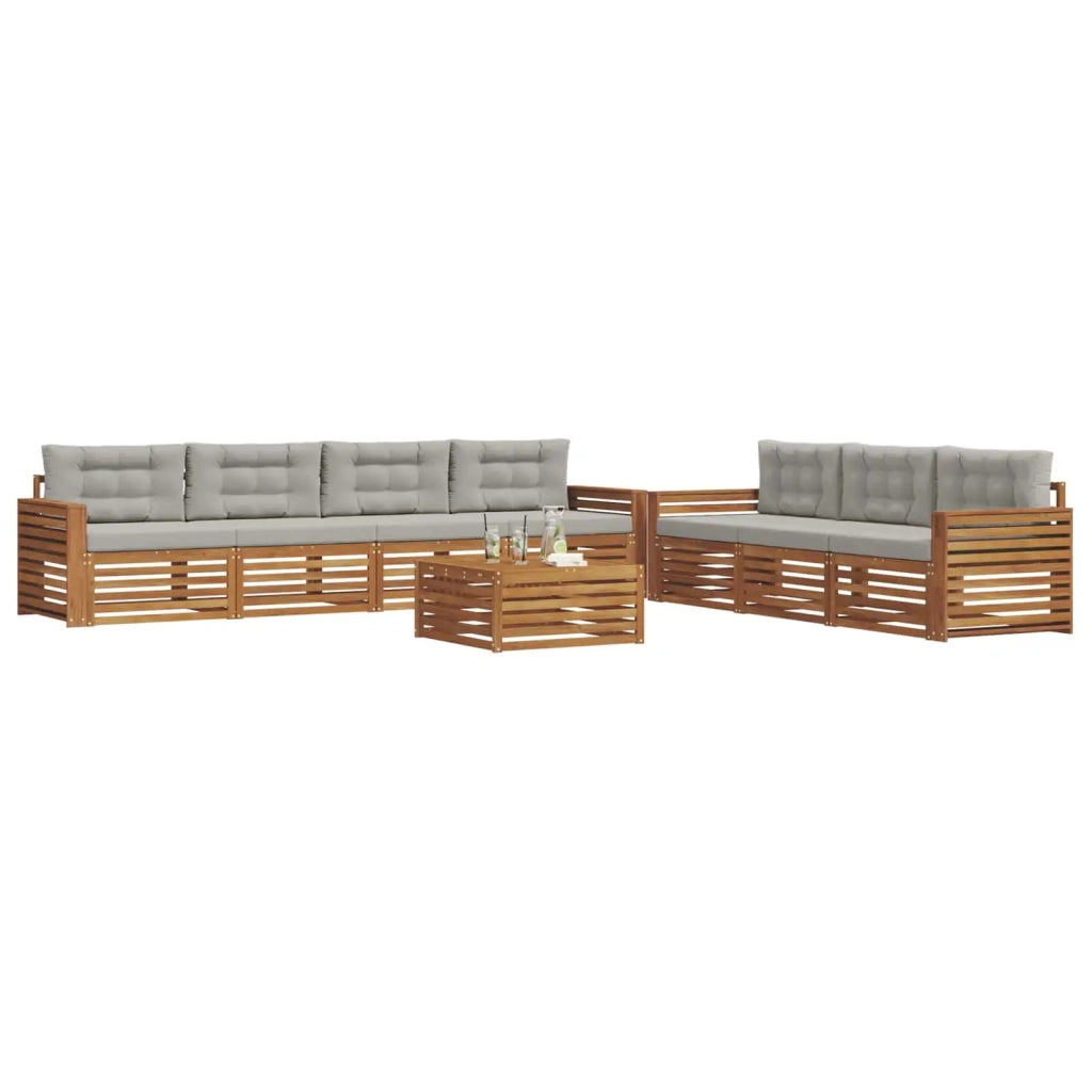 Set di divani da esterno 8 pcs Grigio Naturale e Chiaro