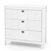 Cassettiera in stile moderno con spazio di stoccaggio, Comodino a 3 cassetti in legno per camera da letto Bianco-Cassettiere