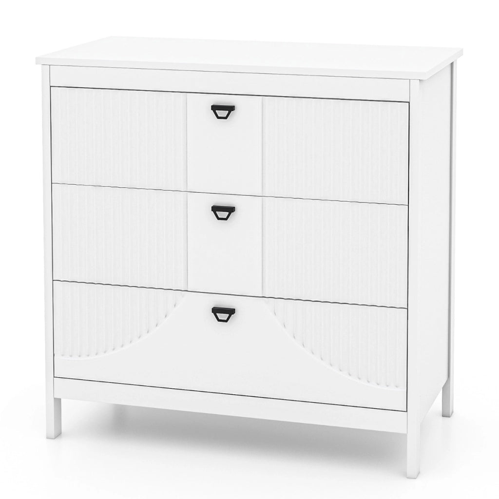 Cassettiera in stile moderno con spazio di stoccaggio, Comodino a 3 cassetti in legno per camera da letto Bianco-Cassettiere