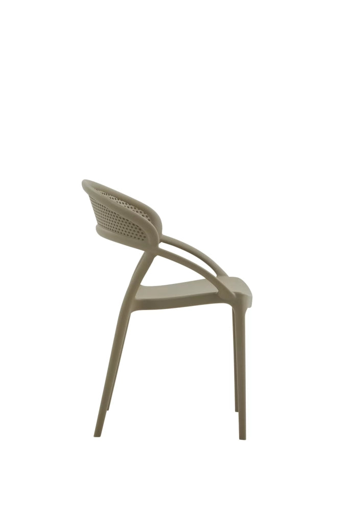 Set 4 sedie design polipropilene e fibra di vetro tortora 54x56x82