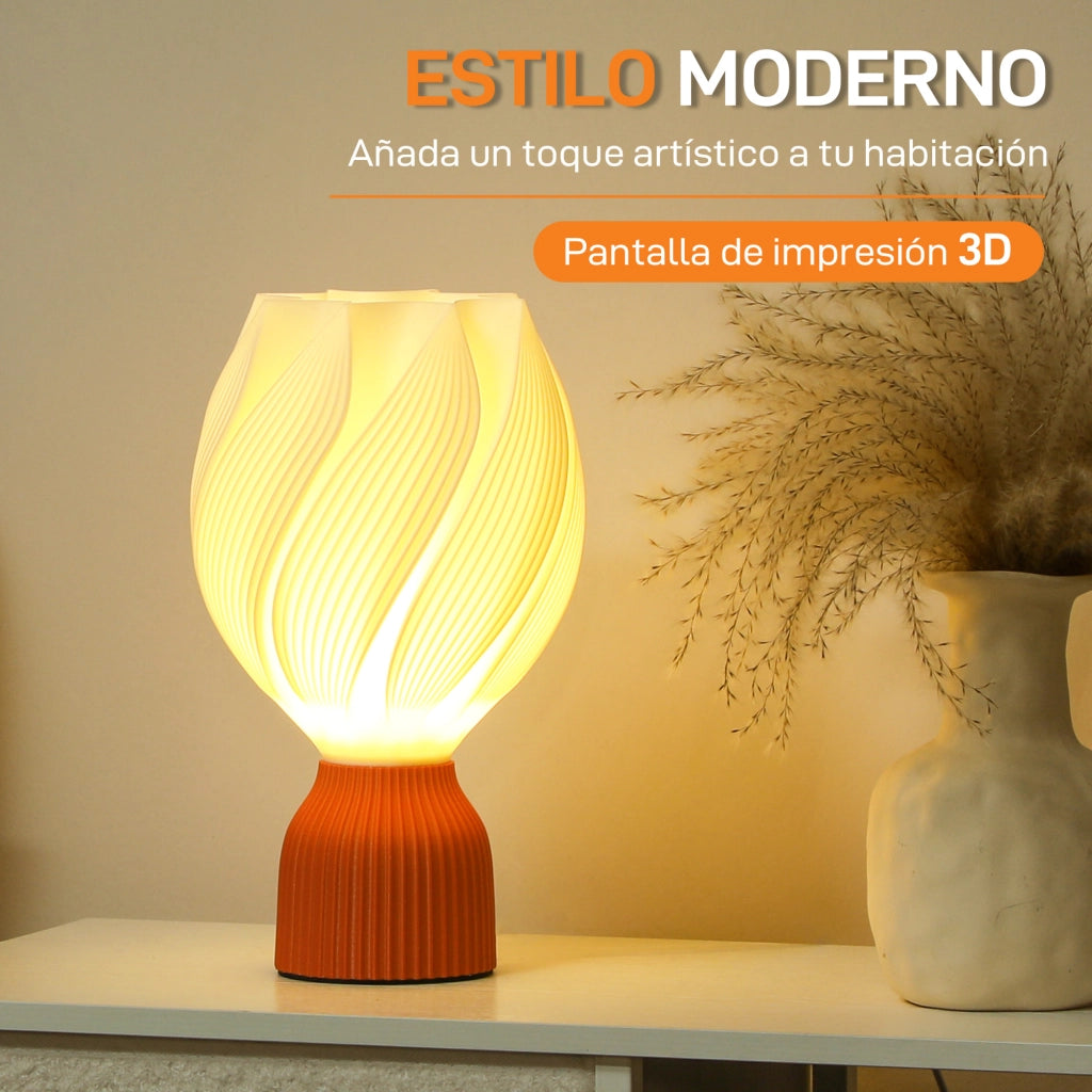 Tavolino LED 3D con design petali ¨C zephmum ¨C bianco e terracotta ?16,5x28 cm