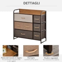 Mobile Cassettiera da Camera da Letto e Soggiorno, Cassettiera con 7 Cassetti Pieghevoli in Tessuto e Ripiano in MDF, 80x29x78.5cm, Multicolore