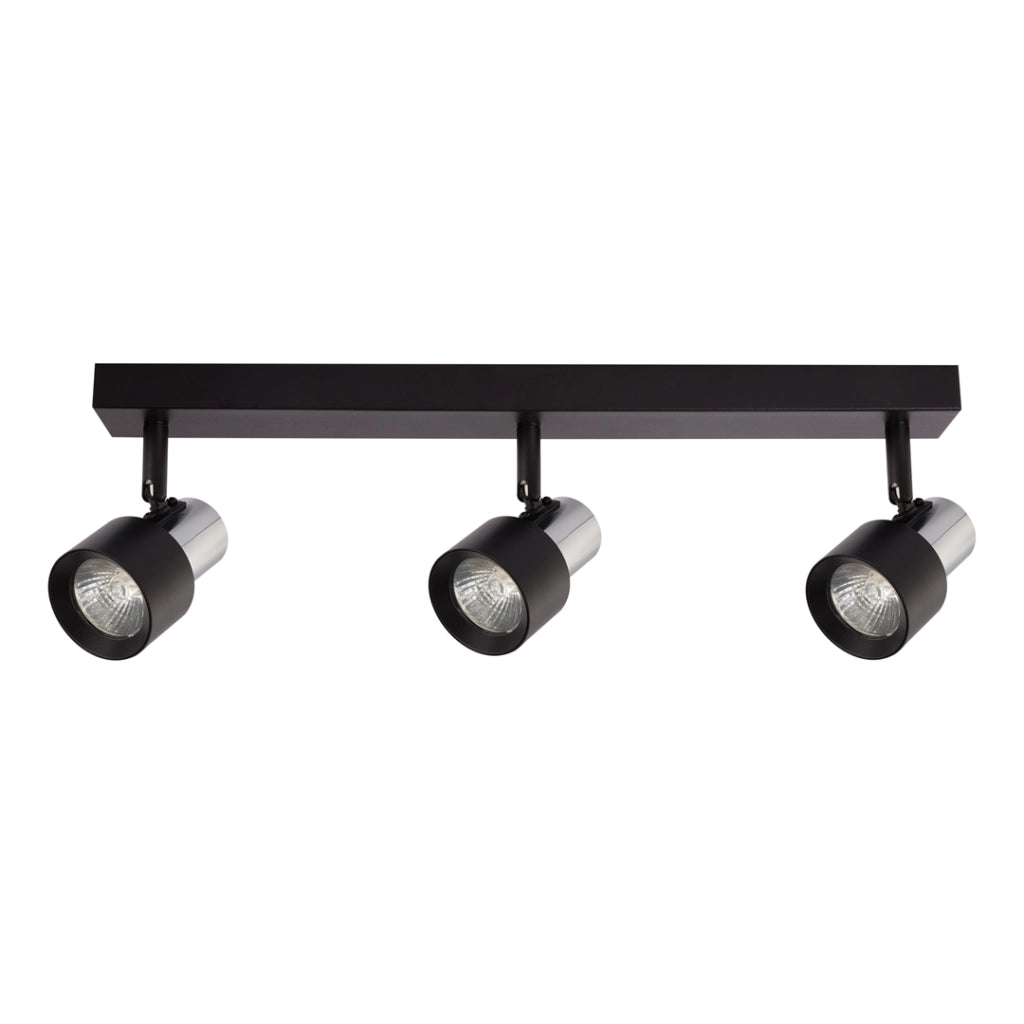 Plafoniera barra nera 3 spot orientabili GU10 10W Cino