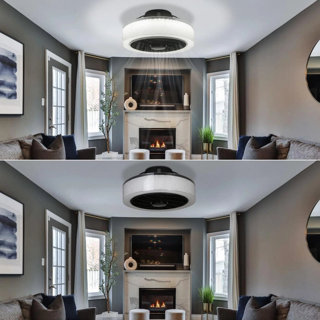 ZMH Ventilatore a Soffitto con Luce LED 40cm Moderno Telecomando Timer Dimmabile Silenzioso per Camera Soggiorno
