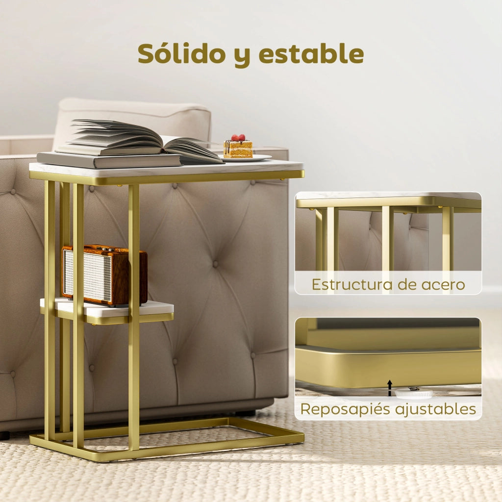Tavolino da caff¨¨ ¨C zephmum ¨C 50x30x57.5 cm bianco effetto marmo