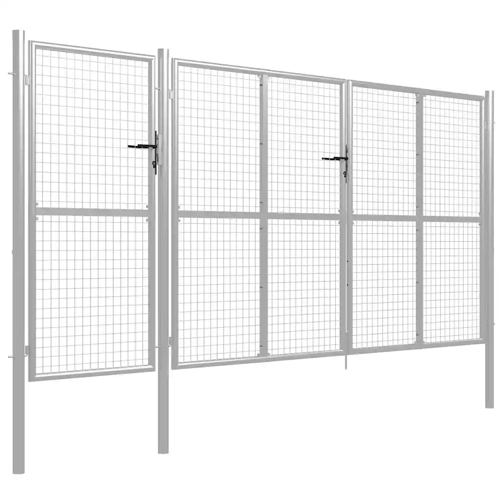 Cancello per Giardino in Acciaio 400x150 cm Argento