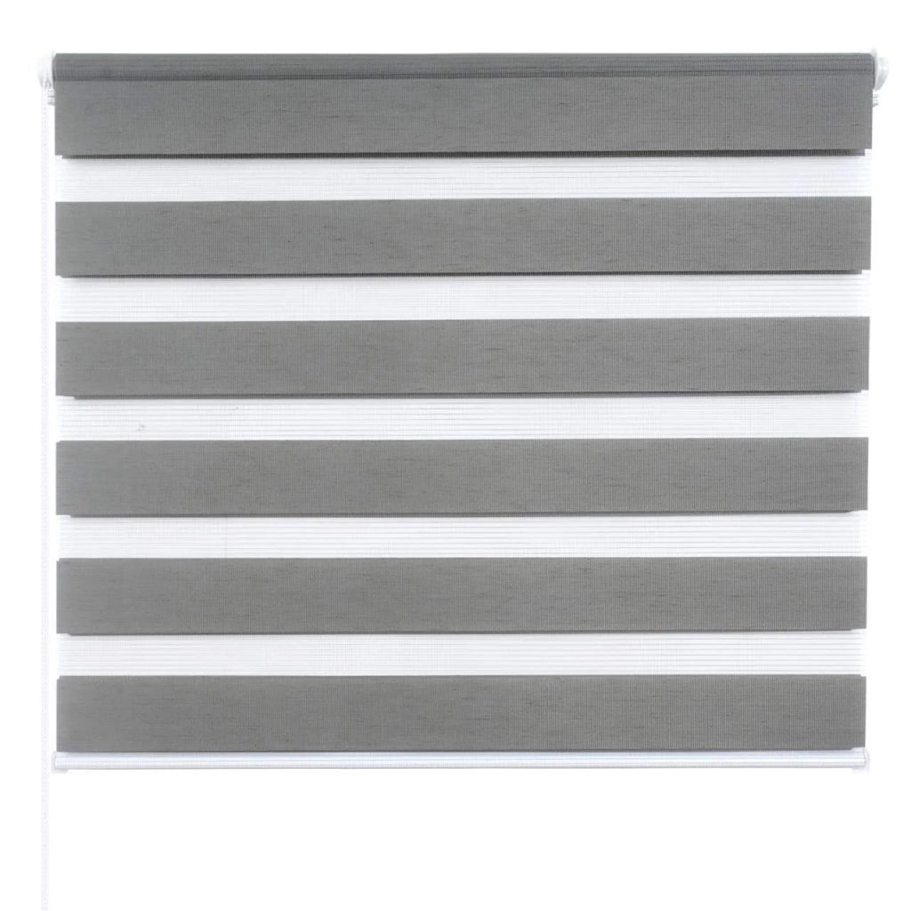 Tenda a rullo zebrata giorno e notte per finestre trasparenti o oscuranti effetto legno 70x150cm grigio 19_0000812