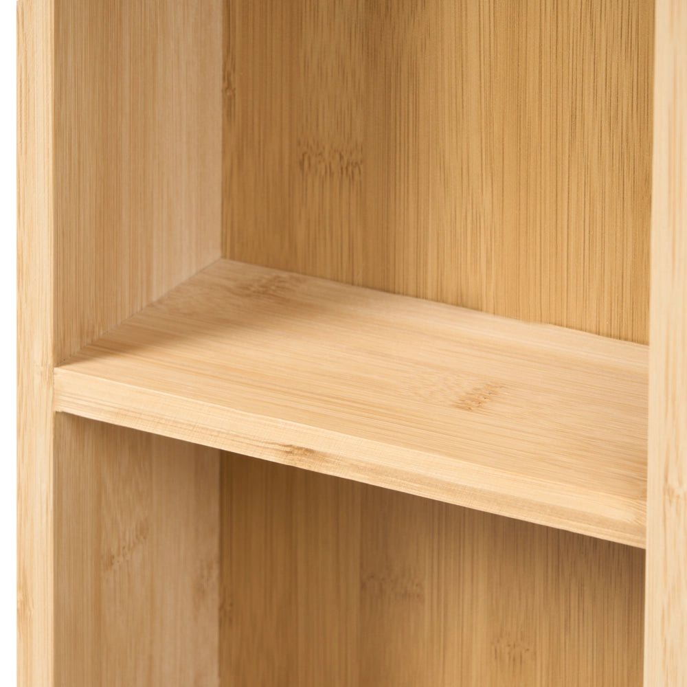Mobile da bagno sospeso con ante scorrevoli a specchio 61 x 41 cm verniciato con 3 ripiani in legno di bambù marrone chiaro