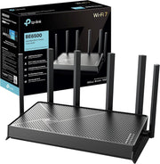 TP-Link Archer BE400 Router Wi-Fi 7 Dual-Band BE6500Mbps, 2.5G WAN, 2.5G LAN, 3 Porte 1G LAN, 4K-QAM, MLO, MU-MIMO, Beamforming, 6 Antenne Esterne, Home Shield, IoT, Compatible con EasyMesh