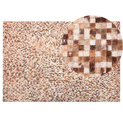 Tappeto tappetino Marrone Pelle Bovina 140 x 200 cm Patchwork Fatto a Mano Moderno Boho