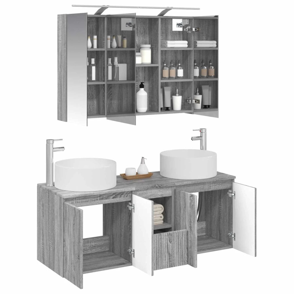 Set di Armadi da Bagno 4 pcs Sonoma grigio 100 x 14,5 x 70 cm 3406580